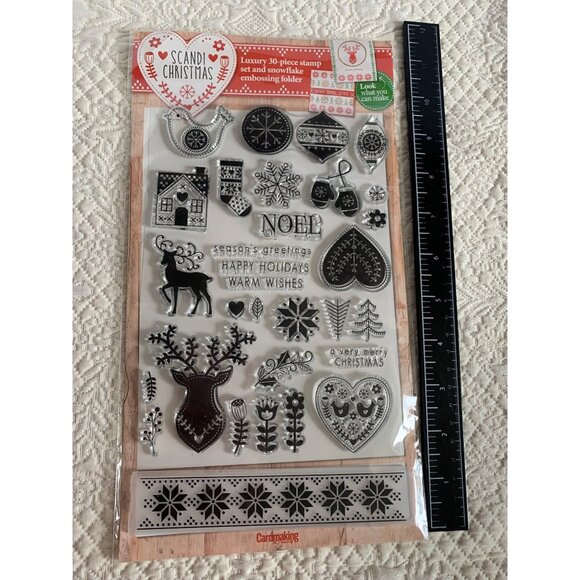 Cardmaking Papercraft Scandi Christmas Stamp Snowflake Embossing Folder - New - Picture 6 of 12